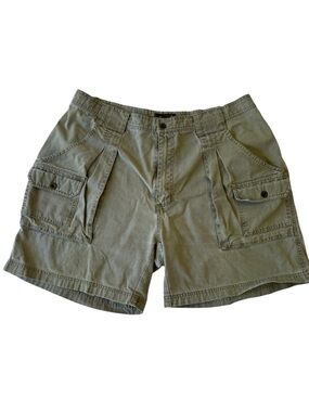 Men's Eddie Bauer Olive Green Cargo Shorts with Utility Pockets Size 38